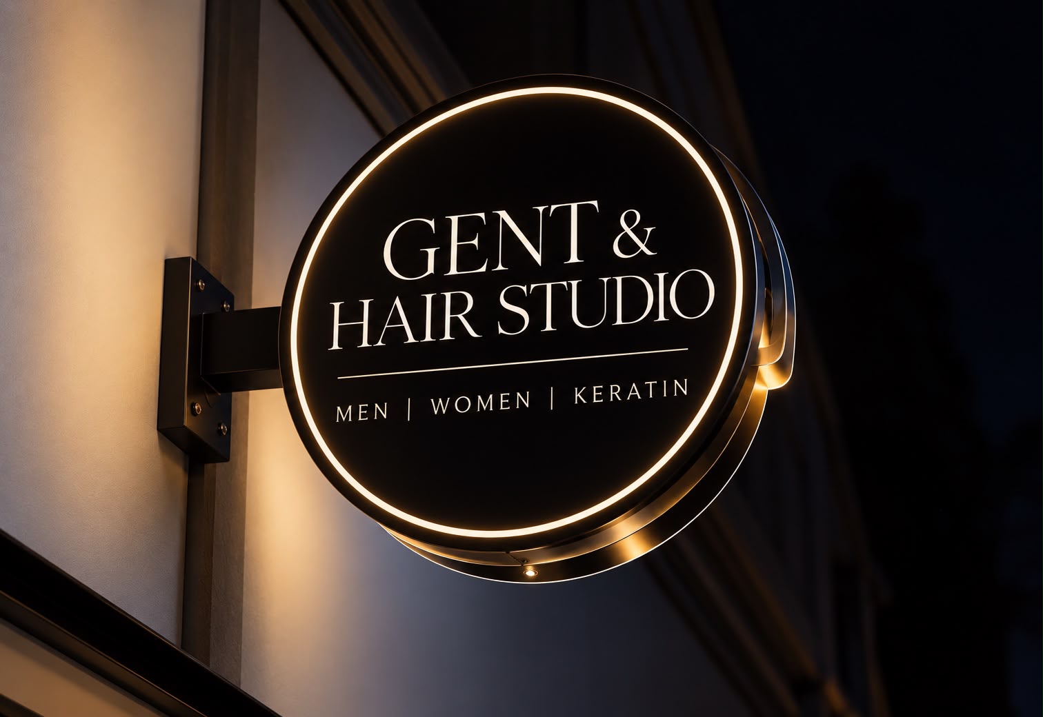 Leuchtendes Gent & Hair Studio Salonschild
